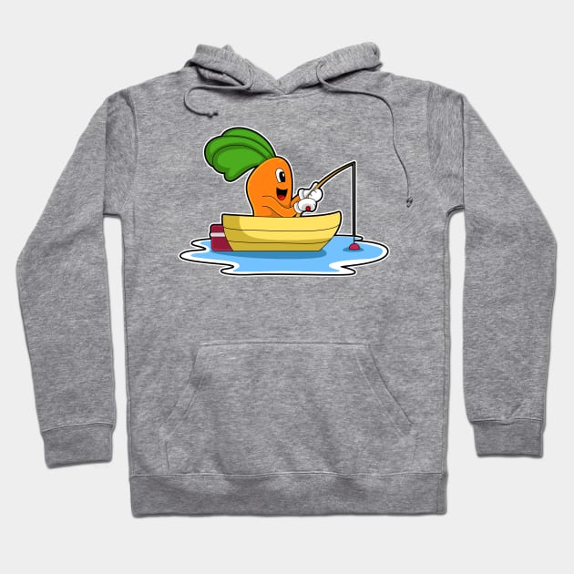 Carrot in Boat at Fishing with Fishing rod Hoodie by Markus Schnabel